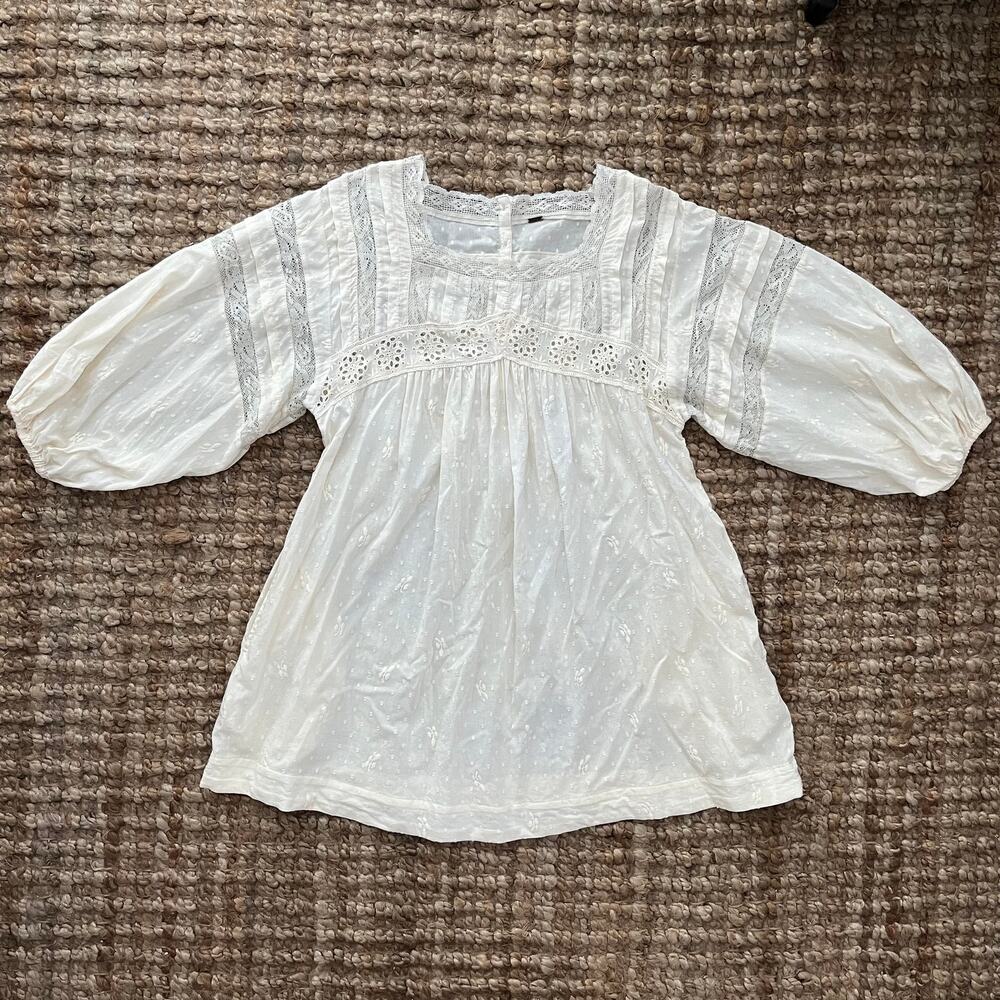 Free People White Eyelet Peasant Tunic/Mini Dress